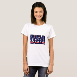 Camiseta Cartas de la bandera de los Estados Unidos, té lig