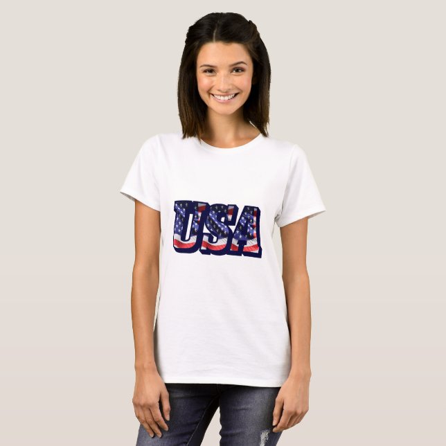 Camiseta Cartas de la bandera de los Estados Unidos, té lig (Anverso completo)