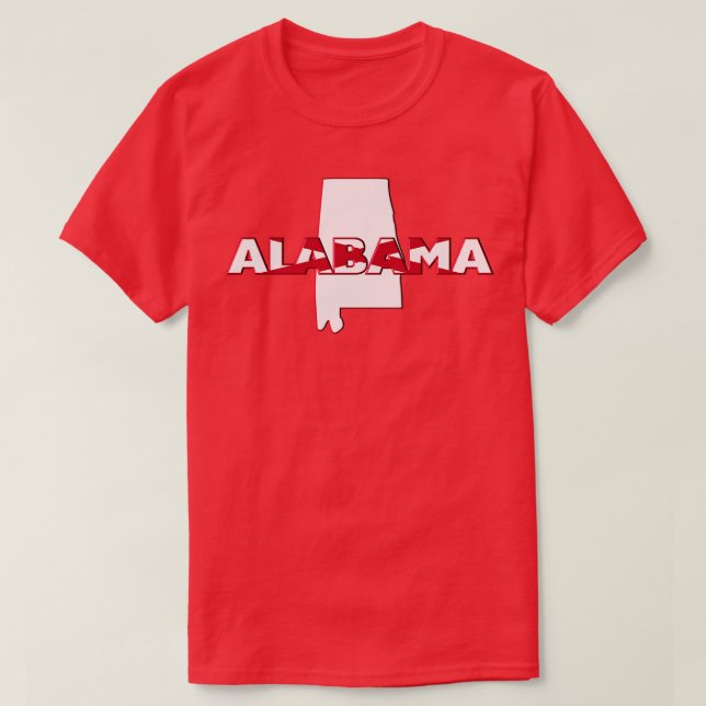 Camiseta Cartas estatales coloreadas de Alabama (Diseño del anverso)