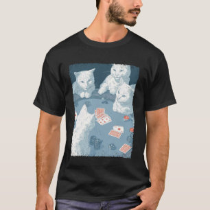 Camiseta Cartas Jugando Pop Art Juego Gato Blanco Jugando P