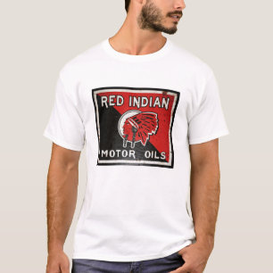 Camiseta Cartel antiguo de Aceite para Motor Red Indian. Ve