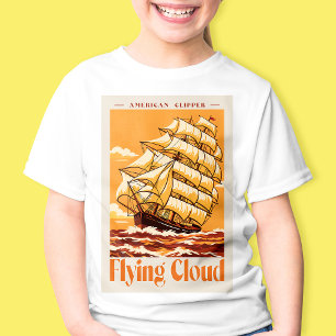 Camiseta Cartel Antiguo del Barco Clipper Americano Flying