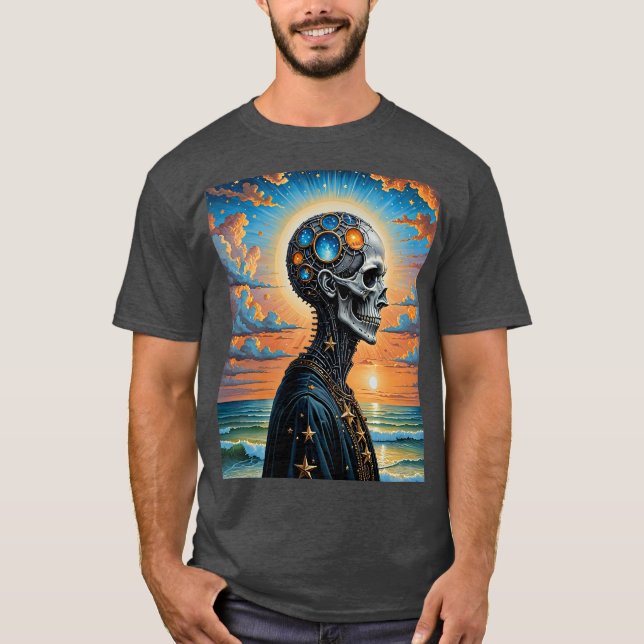 Camiseta Cartel de Arte Celestial Skeleton Sunset (Anverso)
