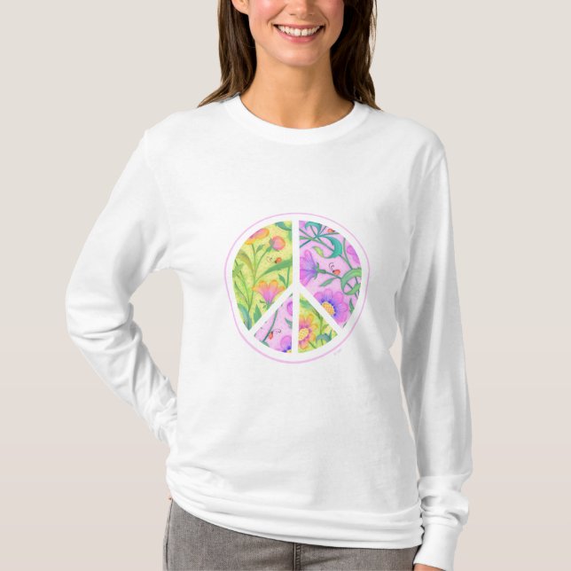 Camiseta Cartel de Aster Floral Peace con Lady Bugs (Anverso)