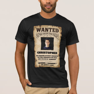 Camiseta Cartel de búsqueda de comida italiana divertida Pe