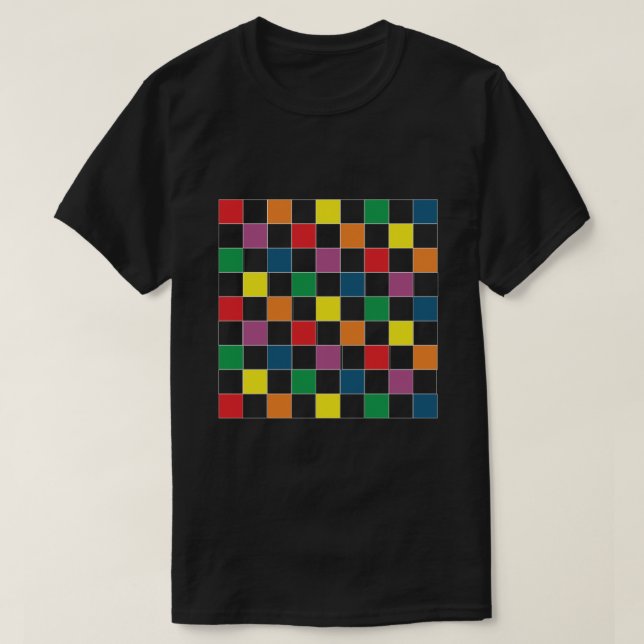 Camiseta Cartel de cheques de arco iris del Orgullo LGBT (Diseño del anverso)