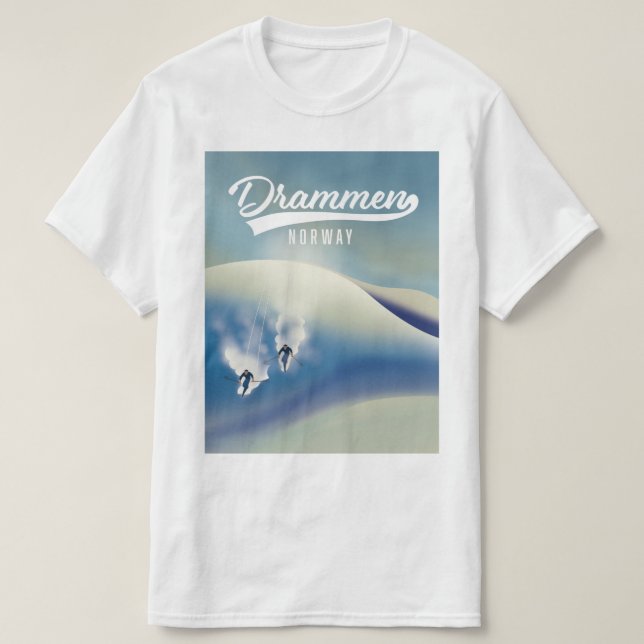 Camiseta Cartel de esquí de Drammen Noruega (Diseño del anverso)