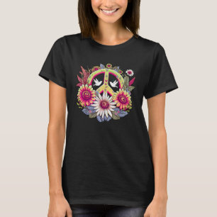 Camiseta Cartel de la paz de margarita hippie flor retro gi