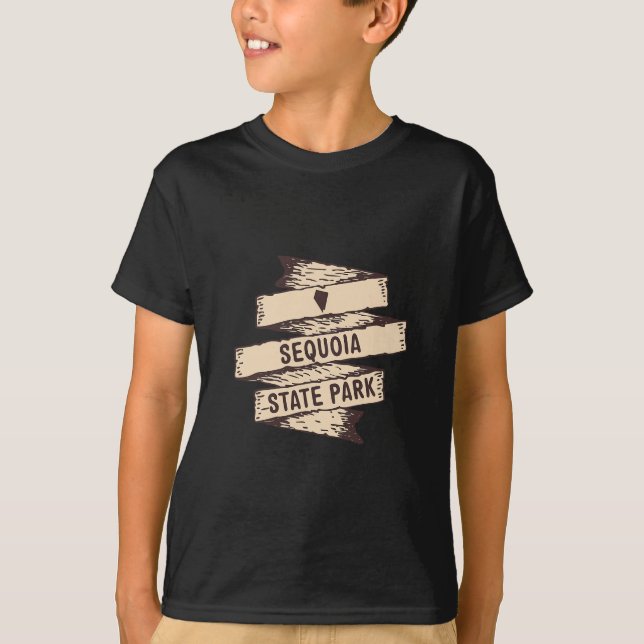 Camiseta Cartel de madera del Parque Estatal Sequoia Nevada (Anverso)