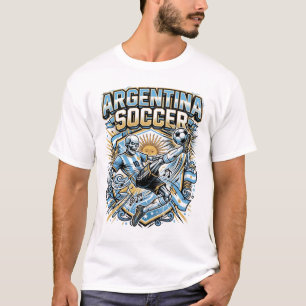 Camiseta Cartel de Naciones Delantero Esqueleto Fútbol Arge
