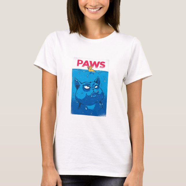 Camiseta Cartel de parodia de película de terror Paws (Anverso)