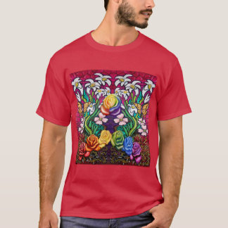 Camiseta Cartel de Pascua con Rosas del arcoiris