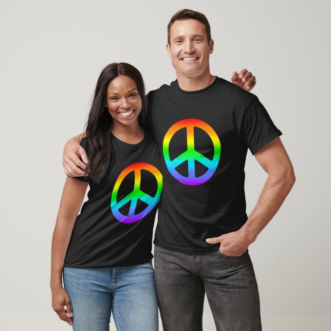 Camiseta Cartel de signo de paz con arco iris (Unisexo)