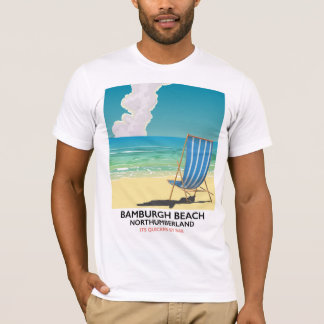 Camiseta Cartel de tren de la playa de Bamburgh Northumberl