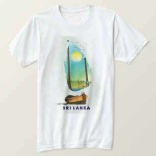 Camiseta Cartel de turismo de mapa ilustrado de Sri Lanka.