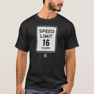 Camiseta Cartel de velocidad de cumpleaños moderno 16