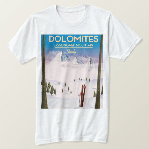 Camiseta Cartel de viaje a Dolomitas Montaña Sassongher Ita