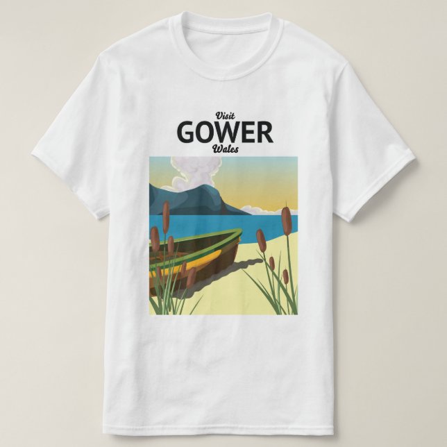Camiseta Cartel de viaje a Gower Gales (Diseño del anverso)