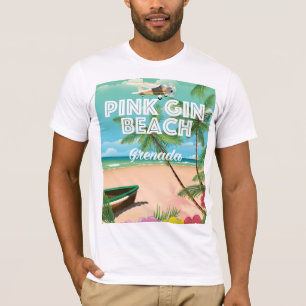 Camiseta cartel de viaje a la playa de ginebra rosa en Gran