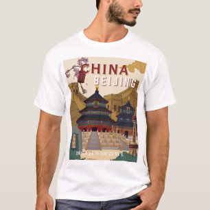 Camiseta Cartel de viaje a Pekín, China Ilustración vinta