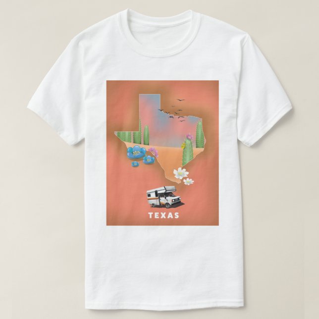 Camiseta Cartel de viaje a Texas (Diseño del anverso)