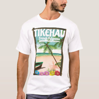 Camiseta Cartel de viaje a Tikehau Polinesia Francesa.
