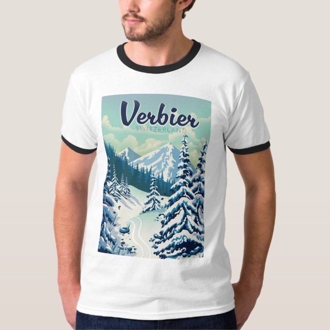 Camiseta Cartel de viaje a Verbier Suiza (Anverso)