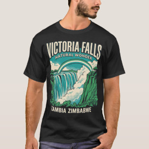 Camiseta Cartel de viaje antiguo Victoria Falls Zambia Zimb