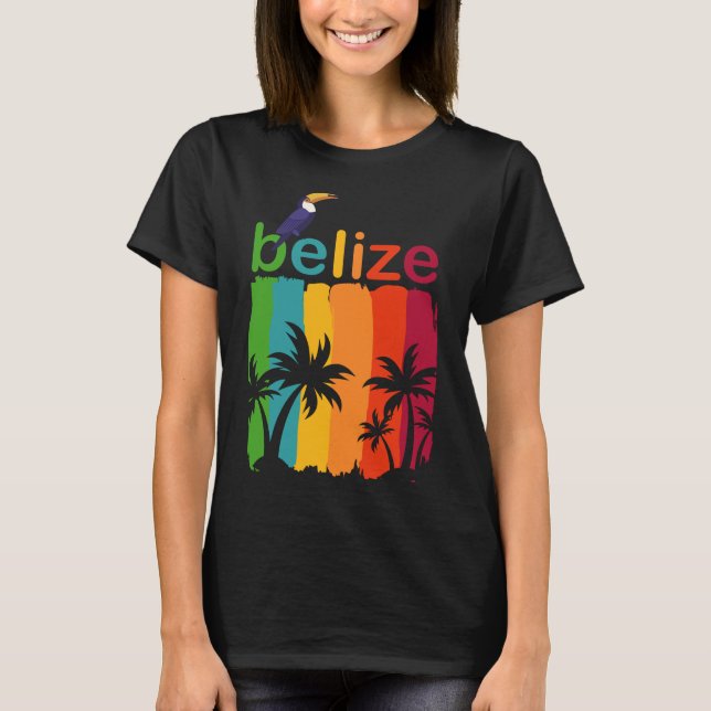 Camiseta Cartel de viaje de Belice T-Shrit, Retro de crucer (Anverso)