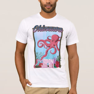 Camiseta Cartel de viaje de calamar de Okinawa Japón