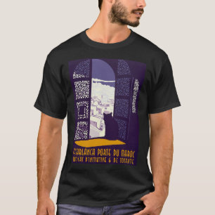 Camiseta Cartel de viaje de Casablanca Porte Du Maroc. Vint