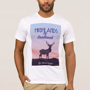 Camiseta Cartel de viaje de ciervo de las Tierras Altas de