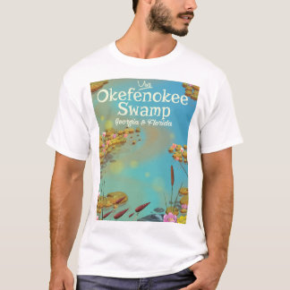 Camiseta cartel de viaje de la ciénaga de Okefenokee