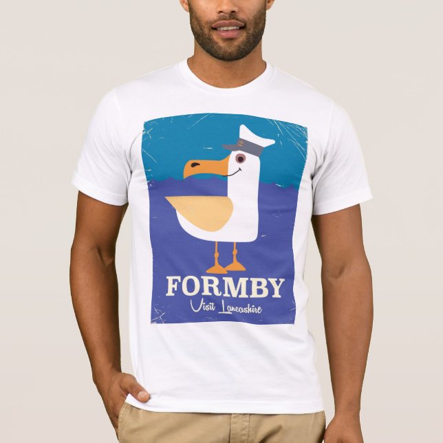 Camiseta Cartel de viaje de la gaviota Fomby Lancashire (Anverso)