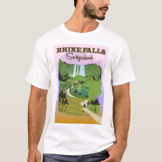 Camiseta cartel de viaje de las cataratas del Rin Suiza