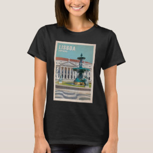 Camiseta Cartel de viaje de Lisboa Teatro D. Maria II, Port