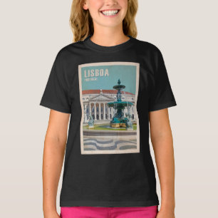 Camiseta Cartel de viaje de Lisboa Teatro D. María II, Port