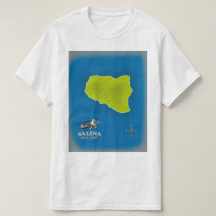 Camiseta Cartel de viaje de mapa de Salina, Sicilia mapa