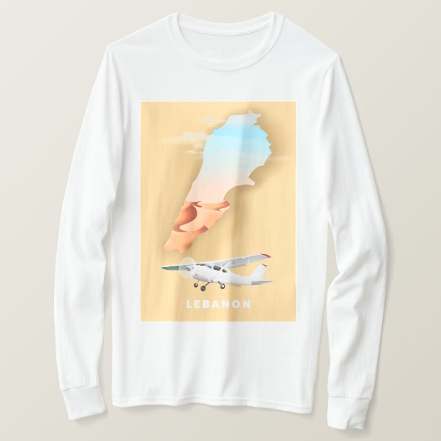 Camiseta cartel de viaje de mapa ilustrado de Líbano (Anverso del diseño)