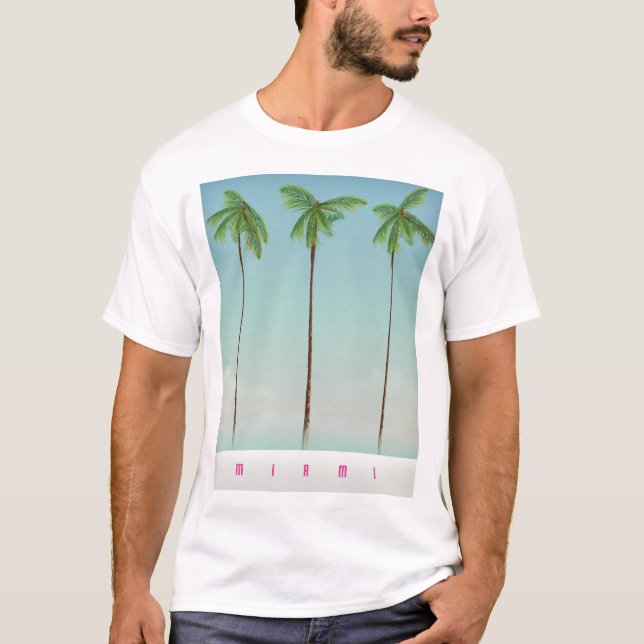 Camiseta Cartel de viaje de palma florida en Miami. (Anverso)
