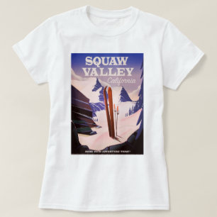 Camiseta Cartel de viaje de Sqaw Valley California.