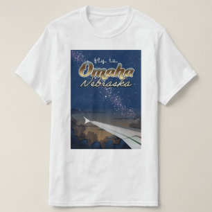 Camiseta Cartel de viaje de vuelo vintage de Omaha, Nebrask