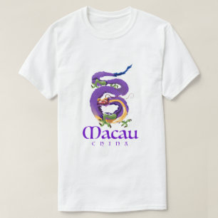 Camiseta Cartel de viaje del dragón de Macao China.