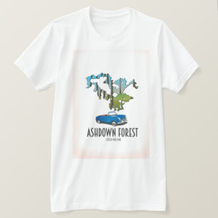 Camiseta cartel de viaje del mapa del bosque de ashdown sus