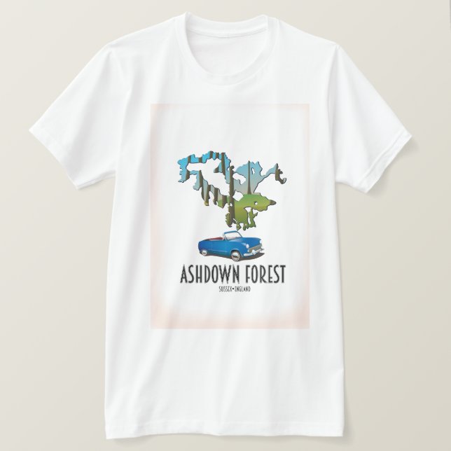 Camiseta cartel de viaje del mapa del bosque de ashdown sus (Anverso del diseño)