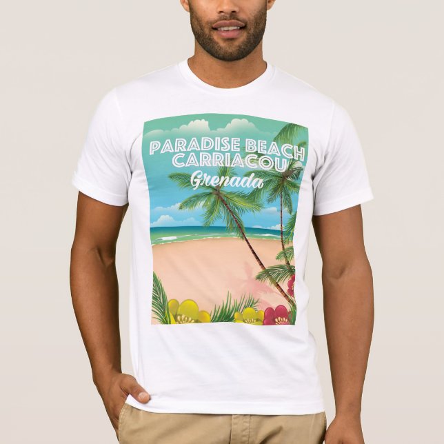 Camiseta Cartel de viaje en la playa carroacou del paraíso  (Anverso)