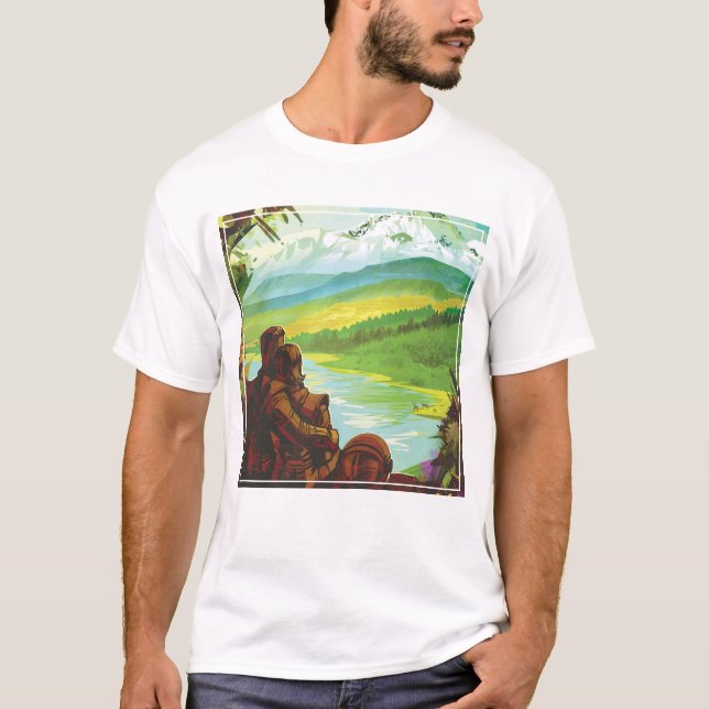 Camiseta Cartel de viaje espacial retro-misión científica d (Anverso)