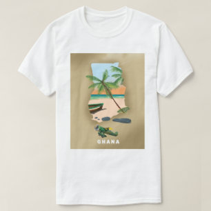 Camiseta Cartel de viaje ilustrado del mapa de Ghana.
