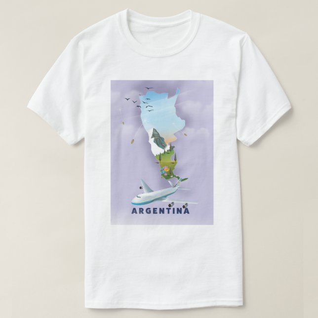 Camiseta Cartel de viaje mapa de Argentina (Diseño del anverso)