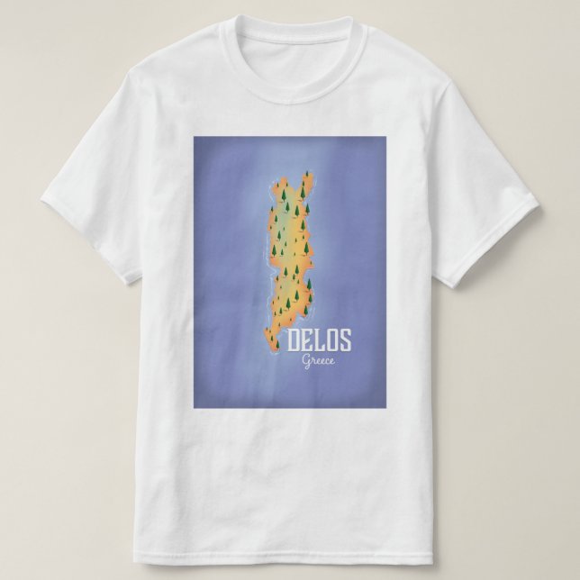 Camiseta Cartel de viaje Mapa de Delos Grecia (Diseño del anverso)